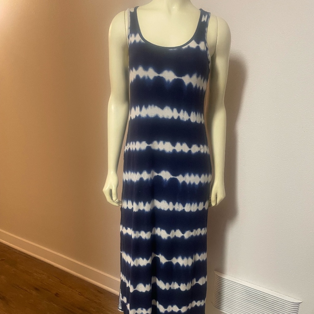 ALFANI   Ultra-soft Maxi Tank Nightgown Blue and White XS